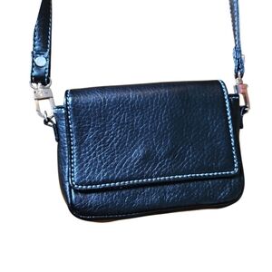 Black Pebbled Leather Adjustable Crossbody Bag, Small